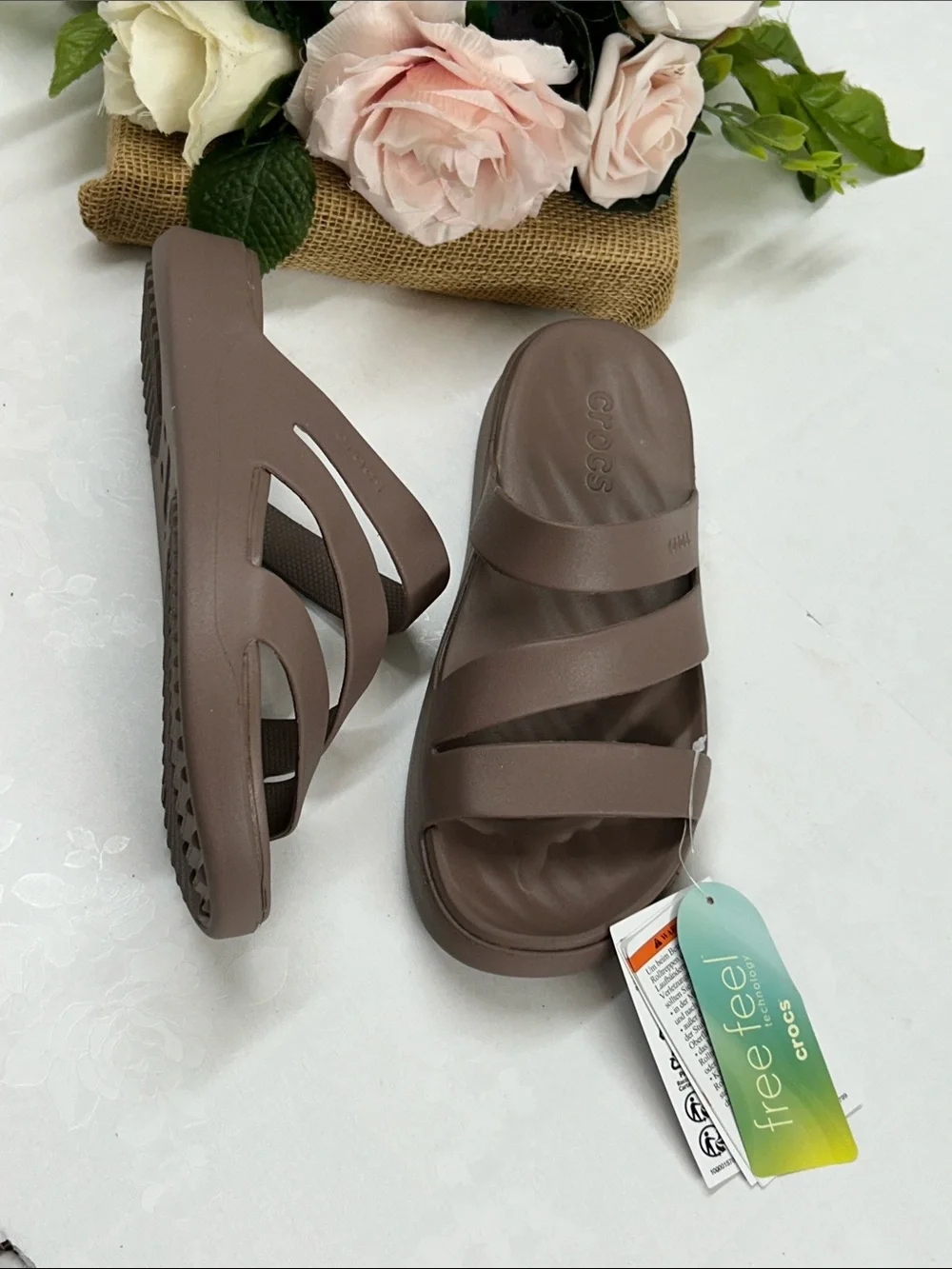 Comfort Strappy Slide Sandals in Taupe - Women's